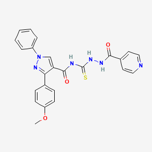 molecular formula C24H20N6O3S B1223360 3-(4-methoxyphenyl)-1-phenyl-N-[(pyridine-4-carbonylamino)carbamothioyl]pyrazole-4-carboxamide 