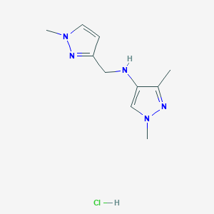 1,3-dimethyl-N-[(1-methylpyrazol-3-yl)methyl]pyrazol-4-amine;hydrochloride