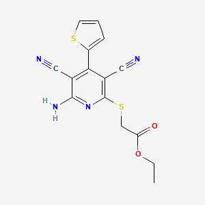 2-[(6-Amino-3,5-dicyano-4-thiophen-2-yl-2-pyridinyl)thio]acetic acid ethyl ester