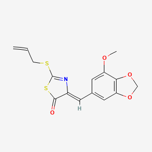 molecular formula C15H13NO4S2 B1223390 (4Z)-4-[(7-methoxy-1,3-benzodioxol-5-yl)methylidene]-2-prop-2-enylsulfanyl-1,3-thiazol-5-one 