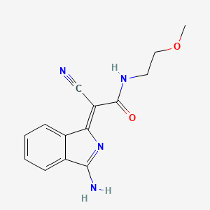 molecular formula C14H14N4O2 B1223394 (2Z)-2-(3-aminoisoindol-1-ylidene)-2-cyano-N-(2-methoxyethyl)acetamide 