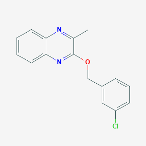 molecular formula C16H13ClN2O B1223396 2-[(3-Chlorophenyl)methoxy]-3-methylquinoxaline 