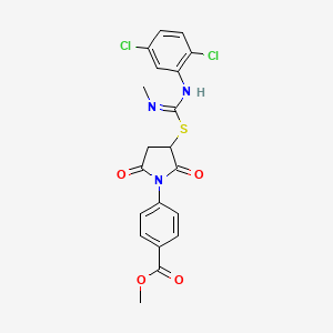 molecular formula C20H17Cl2N3O4S B1223403 4-[3-[[(2,5-Dichloroanilino)-methyliminomethyl]thio]-2,5-dioxo-1-pyrrolidinyl]benzoic acid methyl ester 