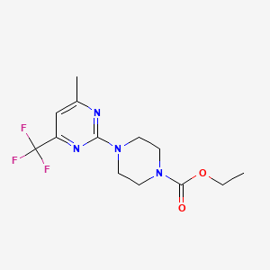 molecular formula C13H17F3N4O2 B1223407 Ethyl 4-[4-methyl-6-(trifluoromethyl)pyrimidin-2-yl]piperazine-1-carboxylate 