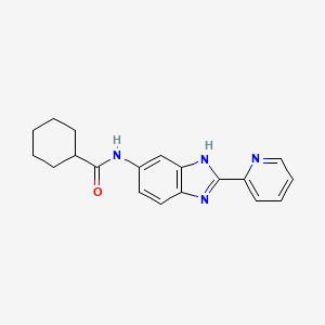 molecular formula C19H20N4O B1223409 N-[2-(2-pyridinyl)-3H-benzimidazol-5-yl]cyclohexanecarboxamide 