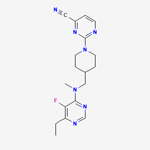 2-(4-{[(6-Ethyl-5-fluoropyrimidin-4-yl)(methyl)amino]methyl}piperidin-1-yl)pyrimidine-4-carbonitrile