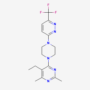 molecular formula C17H21F3N6 B12234123 5-Ethyl-2,4-dimethyl-6-{4-[6-(trifluoromethyl)pyridazin-3-yl]piperazin-1-yl}pyrimidine 