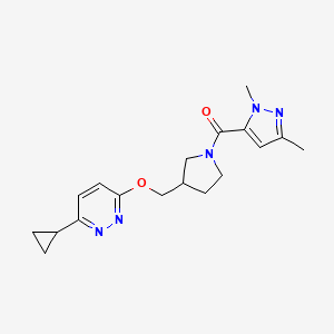 3-cyclopropyl-6-{[1-(1,3-dimethyl-1H-pyrazole-5-carbonyl)pyrrolidin-3-yl]methoxy}pyridazine