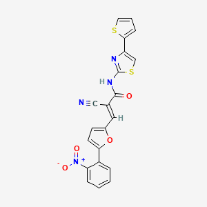 molecular formula C21H12N4O4S2 B1223416 (E)-2-cyano-3-[5-(2-nitrophenyl)furan-2-yl]-N-(4-thiophen-2-yl-1,3-thiazol-2-yl)prop-2-enamide 
