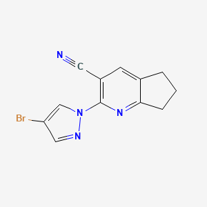 molecular formula C12H9BrN4 B12234162 2-(4-bromo-1H-pyrazol-1-yl)-5H,6H,7H-cyclopenta[b]pyridine-3-carbonitrile 