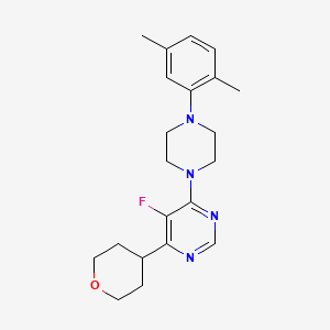 4-[4-(2,5-Dimethylphenyl)piperazin-1-yl]-5-fluoro-6-(oxan-4-yl)pyrimidine