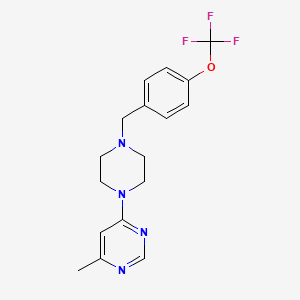 molecular formula C17H19F3N4O B12234196 4-Methyl-6-(4-{[4-(trifluoromethoxy)phenyl]methyl}piperazin-1-yl)pyrimidine 