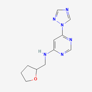 molecular formula C11H14N6O B12234199 N-[(oxolan-2-yl)methyl]-6-(1H-1,2,4-triazol-1-yl)pyrimidin-4-amine 