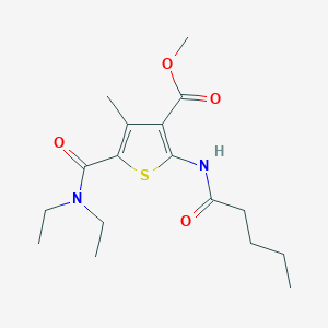 molecular formula C17H26N2O4S B1223422 5-[Diethylamino(oxo)methyl]-4-methyl-2-(1-oxopentylamino)-3-thiophenecarboxylic acid methyl ester 