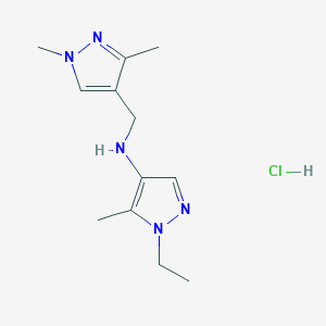 N-[(1,3-dimethylpyrazol-4-yl)methyl]-1-ethyl-5-methylpyrazol-4-amine;hydrochloride