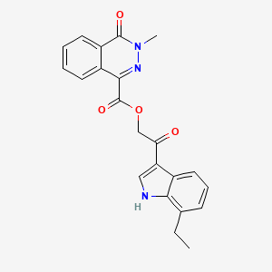 molecular formula C22H19N3O4 B1223426 3-methyl-4-oxo-1-phthalazinecarboxylic acid [2-(7-ethyl-1H-indol-3-yl)-2-oxoethyl] ester 