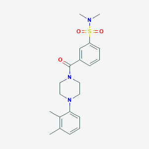 molecular formula C21H27N3O3S B1223427 3-[[4-(2,3-dimethylphenyl)-1-piperazinyl]-oxomethyl]-N,N-dimethylbenzenesulfonamide 