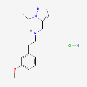 molecular formula C15H22ClN3O B12234271 N-[(2-ethylpyrazol-3-yl)methyl]-2-(3-methoxyphenyl)ethanamine;hydrochloride 