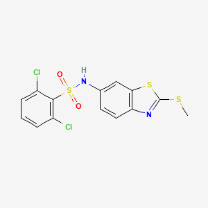 molecular formula C14H10Cl2N2O2S3 B1223429 2,6-dichloro-N-[2-(methylthio)-1,3-benzothiazol-6-yl]benzenesulfonamide 