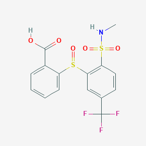 molecular formula C15H12F3NO5S2 B1223438 2-[2-(Methylsulfamoyl)-5-(trifluoromethyl)phenyl]sulfinylbenzoic acid 