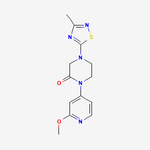 molecular formula C13H15N5O2S B12234413 1-(2-Methoxypyridin-4-yl)-4-(3-methyl-1,2,4-thiadiazol-5-yl)piperazin-2-one 