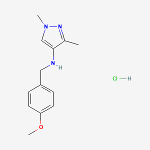 molecular formula C13H18ClN3O B12234420 N-[(4-methoxyphenyl)methyl]-1,3-dimethylpyrazol-4-amine;hydrochloride 