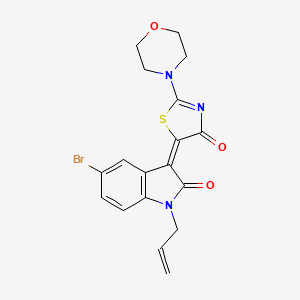 molecular formula C18H16BrN3O3S B1223454 (5E)-5-(5-bromo-2-oxo-1-prop-2-enylindol-3-ylidene)-2-morpholin-4-yl-1,3-thiazol-4-one 
