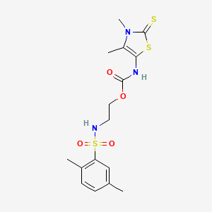 N-(3,4-dimethyl-2-sulfanylidene-5-thiazolyl)carbamic acid 2-[(2,5-dimethylphenyl)sulfonylamino]ethyl ester