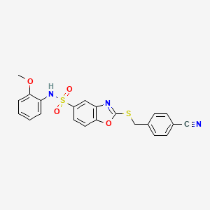 2-[(4-cyanophenyl)methylthio]-N-(2-methoxyphenyl)-1,3-benzoxazole-5-sulfonamide