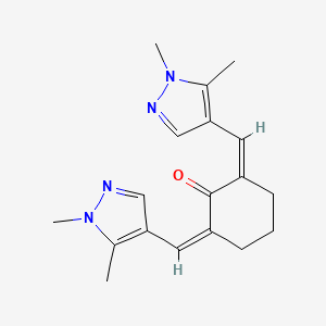 molecular formula C18H22N4O B1223466 (2Z,6Z)-2,6-bis[(1,5-dimethylpyrazol-4-yl)methylidene]cyclohexan-1-one 