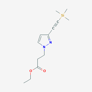 molecular formula C13H20N2O2Si B12234675 Ethyl 3-{3-[(trimethylsilyl)ethynyl]-1h-pyrazol-1-yl}propanoate 