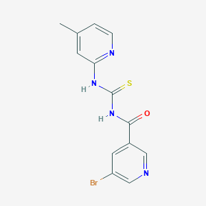molecular formula C13H11BrN4OS B1223470 5-bromo-N-[[(4-methyl-2-pyridinyl)amino]-sulfanylidenemethyl]-3-pyridinecarboxamide 
