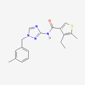 molecular formula C18H20N4OS B1223485 4-ethyl-5-methyl-N-[1-[(3-methylphenyl)methyl]-1,2,4-triazol-3-yl]-3-thiophenecarboxamide 