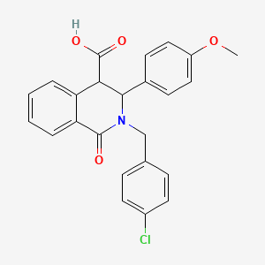 B1223486 2-[(4-Chlorophenyl)methyl]-3-(4-methoxyphenyl)-1-oxo-3,4-dihydroisoquinoline-4-carboxylic acid CAS No. 281223-43-6