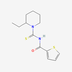 molecular formula C13H18N2OS2 B1223489 N-[(2-ethyl-1-piperidinyl)-sulfanylidenemethyl]-2-thiophenecarboxamide 