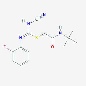 molecular formula C14H17FN4OS B1223504 N-cyano-N'-(2-fluorophenyl)carbamimidothioic acid [2-(tert-butylamino)-2-oxoethyl] ester 