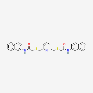 molecular formula C31H27N3O2S2 B1223526 N-(2-naphthalenyl)-2-[[6-[[[2-(2-naphthalenylamino)-2-oxoethyl]thio]methyl]-2-pyridinyl]methylthio]acetamide 