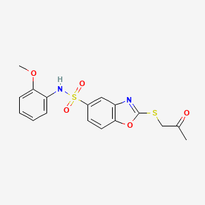 molecular formula C17H16N2O5S2 B1223530 N-(2-methoxyphenyl)-2-(2-oxopropylthio)-1,3-benzoxazole-5-sulfonamide 