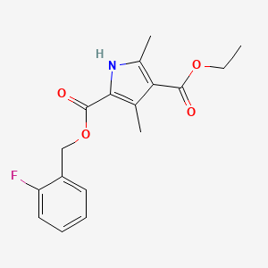 molecular formula C17H18FNO4 B1223533 3,5-dimethyl-1H-pyrrole-2,4-dicarboxylic acid O4-ethyl ester O2-[(2-fluorophenyl)methyl] ester 