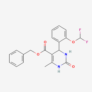 molecular formula C20H18F2N2O4 B1223587 4-[2-(difluoromethoxy)phenyl]-6-methyl-2-oxo-3,4-dihydro-1H-pyrimidine-5-carboxylic acid (phenylmethyl) ester 