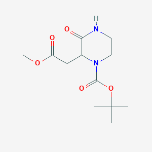 molecular formula C12H20N2O5 B1223589 Tert-butyl 2-(2-methoxy-2-oxoethyl)-3-oxopiperazine-1-carboxylate 