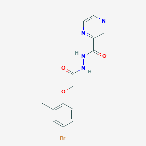 molecular formula C14H13BrN4O3 B1223594 N'-[2-(4-bromo-2-methylphenoxy)-1-oxoethyl]-2-pyrazinecarbohydrazide 