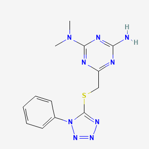 molecular formula C13H15N9S B1223595 N2,N2-dimethyl-6-[[(1-phenyl-5-tetrazolyl)thio]methyl]-1,3,5-triazine-2,4-diamine 
