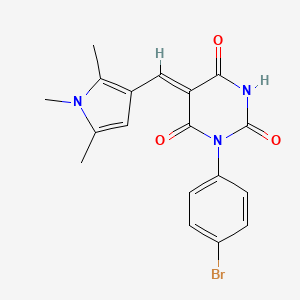 molecular formula C18H16BrN3O3 B1223599 (5Z)-3-(4-bromophenyl)-6-hydroxy-5-[(1,2,5-trimethyl-1H-pyrrol-3-yl)methylidene]pyrimidine-2,4(3H,5H)-dione 