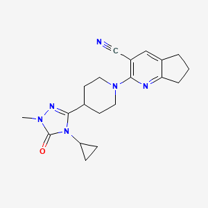 molecular formula C20H24N6O B12236001 2-[4-(4-cyclopropyl-1-methyl-5-oxo-4,5-dihydro-1H-1,2,4-triazol-3-yl)piperidin-1-yl]-5H,6H,7H-cyclopenta[b]pyridine-3-carbonitrile 