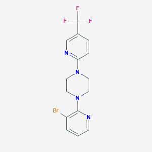 molecular formula C15H14BrF3N4 B12236012 1-(3-Bromopyridin-2-yl)-4-[5-(trifluoromethyl)pyridin-2-yl]piperazine 