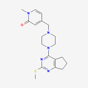 molecular formula C19H25N5OS B12236042 1-methyl-4-({4-[2-(methylsulfanyl)-5H,6H,7H-cyclopenta[d]pyrimidin-4-yl]piperazin-1-yl}methyl)-1,2-dihydropyridin-2-one 