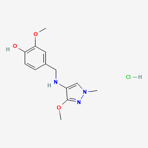 molecular formula C13H18ClN3O3 B12236090 2-Methoxy-4-[[(3-methoxy-1-methylpyrazol-4-yl)amino]methyl]phenol;hydrochloride 