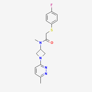 molecular formula C17H19FN4OS B12236151 2-[(4-fluorophenyl)sulfanyl]-N-methyl-N-[1-(6-methylpyridazin-3-yl)azetidin-3-yl]acetamide 