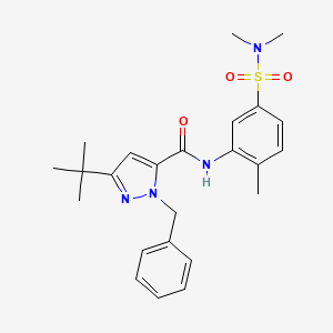 5-tert-butyl-N-[5-(dimethylsulfamoyl)-2-methylphenyl]-2-(phenylmethyl)-3-pyrazolecarboxamide